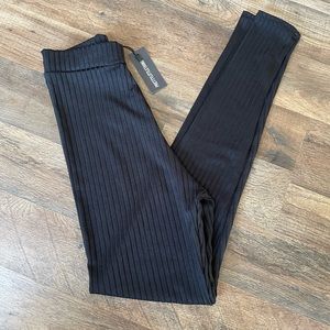 Pretty Little Thing Black High Waist Ribbed Legging | Size 2